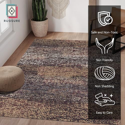 RUGSURE Washable Area Rug - 1/6 Thick - Stain & Water Resistant Non-Slip - Resistant Rug for Living Room, Bedroom, Nursery, Pet & Child Friendly, Vintage Charm Area Rugs (Rust, 9' x 12') - Image 2