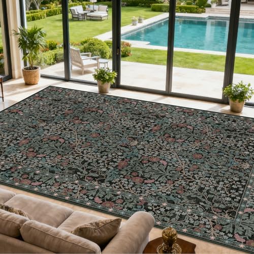 Area Rug for Living Room 10x12 Washable Soft Carpet (Dark Green) - Image 2