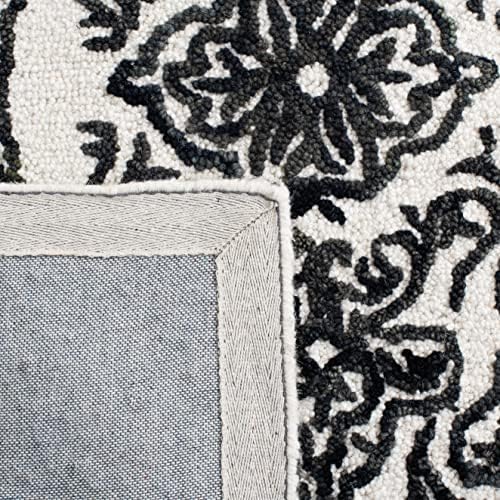 SAFAVIEH Blossom Collection Accent Rug - 3' x 5', Ivory & Black, Handmade Wool, Ideal for High Traffic Areas in Entryway, Living Room, Bedroom (BLM112A) - Image 6