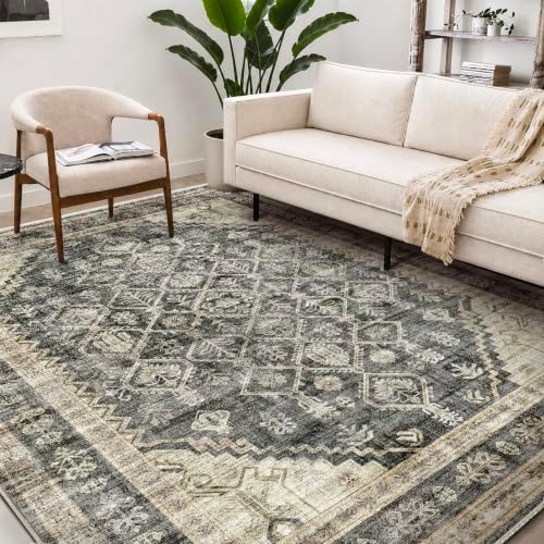 CHAMPLANT Washable Area Rug 8'x10' Retro Boho Design Non-Shedding Non-Slip Easy Care Ideal for High Traffic Areas in Living Room Bedroom Office Coffee Table Kitchen Large Carpet - Image 2