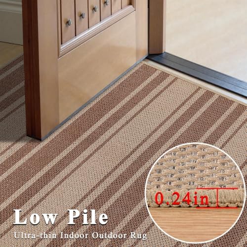 Easy Jute Kitchen Rug 2x3 Front Door Mat Washable Non Slip Entryway Rug Farmhouse Neutral Low Pil Carpet for Entryway Proch Doorway - Image 5