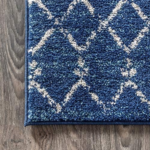 JONATHAN Y Boho Vintage Diamond Blue/White Runner Rug 2X10 ft, Moroccan Hype for Living Room, Bedroom, Kitchen, Office, Easy-Cleaning, High Traffic, Pet-Friendly, Non-Shedding (MOH101A-210) - Image 6