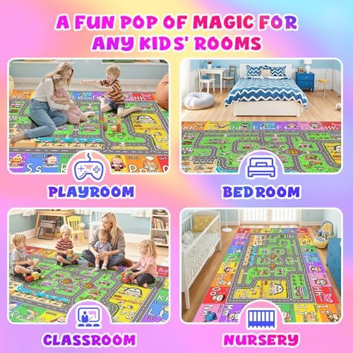 Large Car Road Rug 9x12, Kids Rug for Classroom, Playroom - Image 5