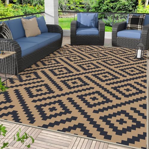 GENIMO Outdoor Rug, Waterproof Plastic Rugs for Patio, 6'x9' Black Cocoa by GENIMO