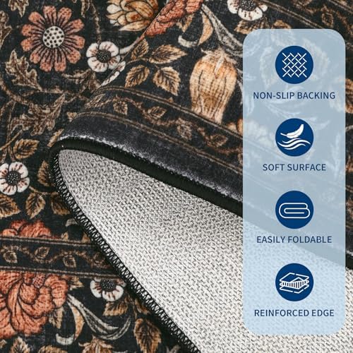 GarveeHome Dark Brown Floral 2x6 Kitchen Runner Rug for Hallways - Image 6
