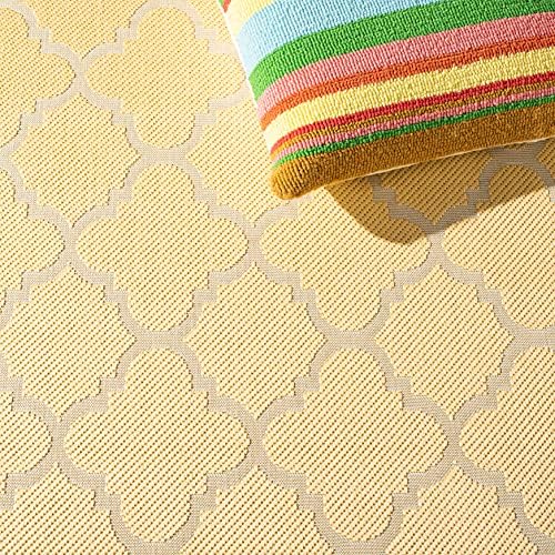 SAFAVIEH Courtyard Collection 4' x 5'7" Gold/Beige CY6918 Trellis Indoor/ Outside Waterproof Easy cleansingPatio Backyard Mudroom Area Mat - Image 4