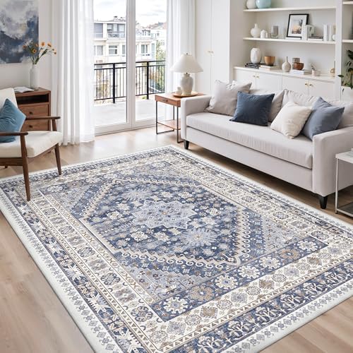zesthome 6x9 Area Rugs for Living Room,Large Washable Rug,Blue - Image 4