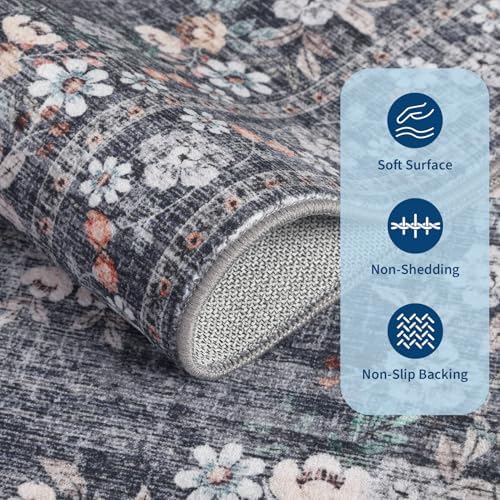 GarveeHome Runner Rug 2x8 for Hallway Beige Leaf Flower Throw Rug - Image 4