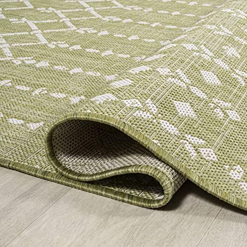 JONATHAN Y Moroccan Geometric Indoor Outdoor Area Rug 9X12 Light Green/Cream, Ourika Textured Weave for Backyard, Patio, Porch, Easy-Cleaning, High Traffic, Pet-Friendly, Non-Shedding (SMB108N-9) - Image 6