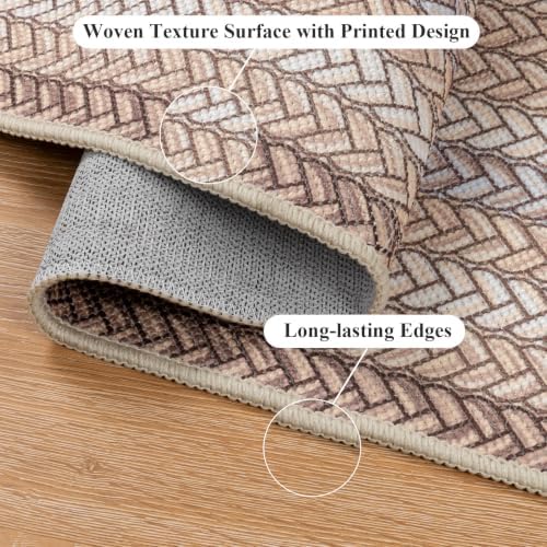 HEBE Faux Jute Kitchen Rugs Set of 3, Washable Kitchen Mats for Floor - Image 3