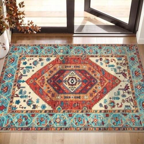 SERISSA 2x3 Washable Non Slip Boho Small Area Rug for Entryway，Orange - Image 5