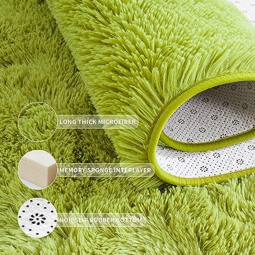 Tepook 5x8 Fluffy Grass Green Rugs for Living Room Bedroom - Image 5