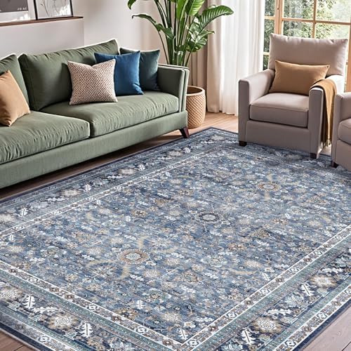 OPPODREAM Vintage Blue Area Rugs 6x9, Washable Rug for Living Room by OPPODREAM