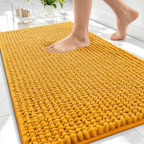 OLANLY Thick Chenille Absorbent Bathroom Rugs Mat 30x20, Golden Yellow by OLANLY