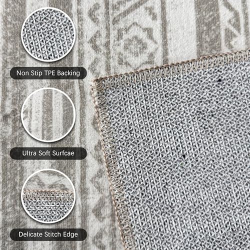 RUGSURE Washable Area Rugs 6' x 9' - 1/6 Thick - Moroccan-Inspired -Stain & Water Resistant Non-Slip - Resistant Rug for Living Room, Bedroom, Nursery, Pet & Child Friendly (Grey) - Image 7