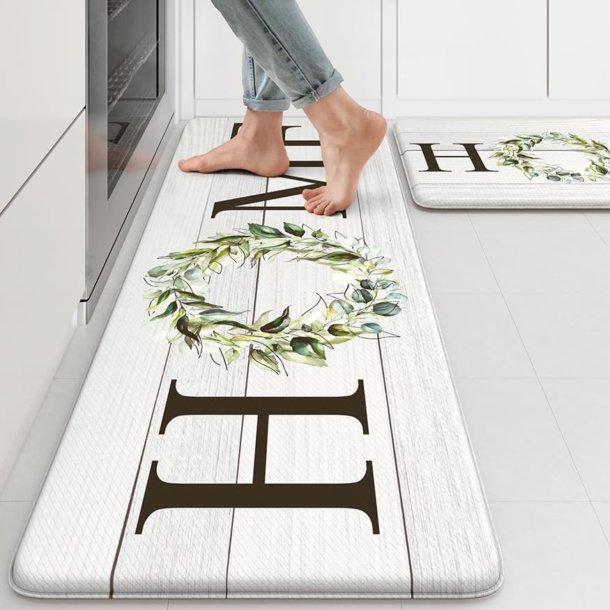 KIMODE Kitchen Mats for Floor Cushioned Anti Fatigue 2PCS Kitchen Rugs by StayinComfortCookwithJoy