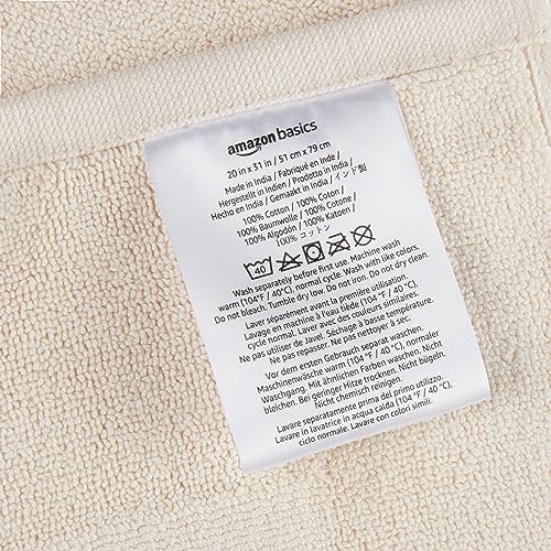 Amazon Basics Banded Bathroom Bath Rug Mat, Machine Washable, Super Absorbent, 100% Cotton, 20" W x 31" L, Cream - Image 4