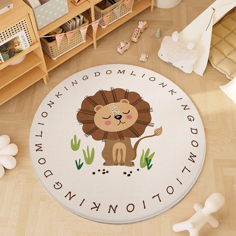 Poowe Round Kids Rug ABC Alphant Area Rugs for Bedroom Game Carpet for Classroom,Best Shower Gift(Round 47.2") - Image 4