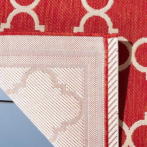 SAFAVIEH Washable Rug Outdoor Courtyard Collection - 5'3" Square, Red & Bone, Non-Shedding & Easy Cleaning, Ideal for Patio, Backyard, Mudroom (CY6918-248) - Image 4