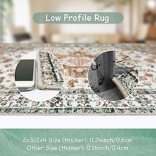 Moynesa Ultra-Thin Washable Runner - 2'6" x 8' Hallway Rug, Kitchen & Bathroom Carpet, Vintage Printed Low Pile Entryway Runner for Apartment, Camper, RV, Beige/Gold - Image 5