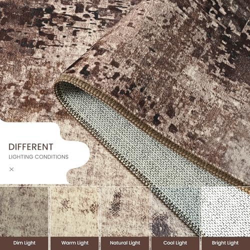 2x6 Brown Rug Runners for Hallways Kitchen Runner Rug Non Slip Washable Coffee Long Runner Rugs with Rubber Backing Soft Abstract Carpet Runner for Bedroom, Kitchen, Bathroom, Entryway - Image 6
