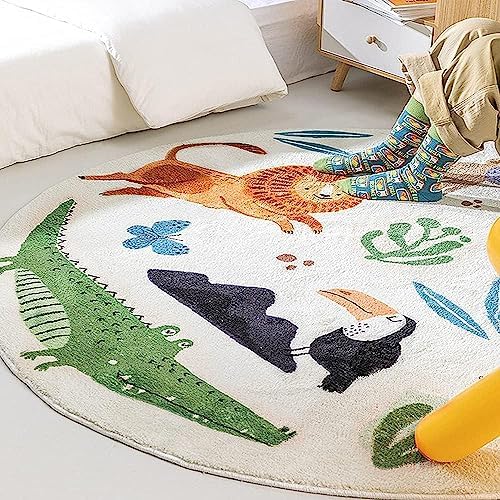 Poowe Kids Play Mat Round Area Rug Non Slip for Classroom Bedroom (Round 47.2") - Image 4