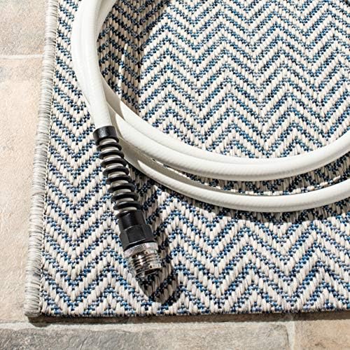 SAFAVIEH Outdoor Runner Rug 2'3"x14' - Courtyard Collection - Coastal Design, Grey & Navy, Durable & Easy Cleaning, Ideal for Patio, Entryway, Mudroom, Backyard (CY8022-36812) - Image 5