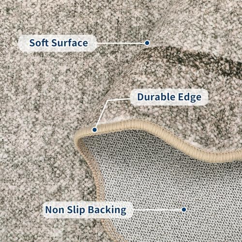 GarveeHome Scalloped Washable Rugs for Entryway 3x5 Rug Non-Slip, Brown - Image 3