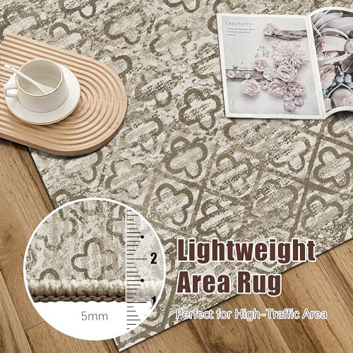 RUGSURE Washable Area Rugs, 2'6'' x 8' - 1/6 Thick - Stain & Water Resistant Non-Slip - Perfect Resistant Rug for Living Room, Bedroom, Nursery, Pet & Child Friendly, Vibrant Colors Rugs, Brown - Image 6