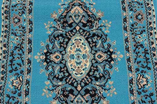 Unique Loom Reza Collection Traditional Persian Style Area Rug, 2 ft 7 in x 10 ft, Turquoise/Ivory - Image 5