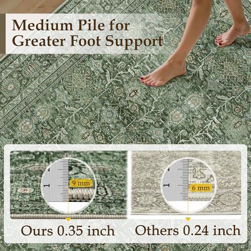 PureCozy Sage Green Area Rug 6x9 Vintage Traditional Accent - Image 5