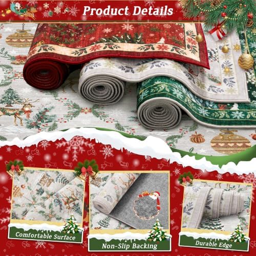 Madane Christmas Kitchen Runner Rug 2x5 Washable Grey Hallway Rugs Non-Slip - Image 5