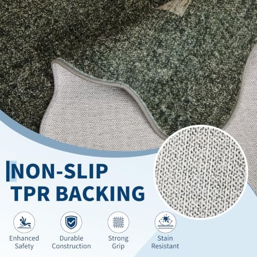 GarveeHome Scalloped Washable Runner Rug 2x6 Non Slip Kitchen Rugs, Green - Image 5