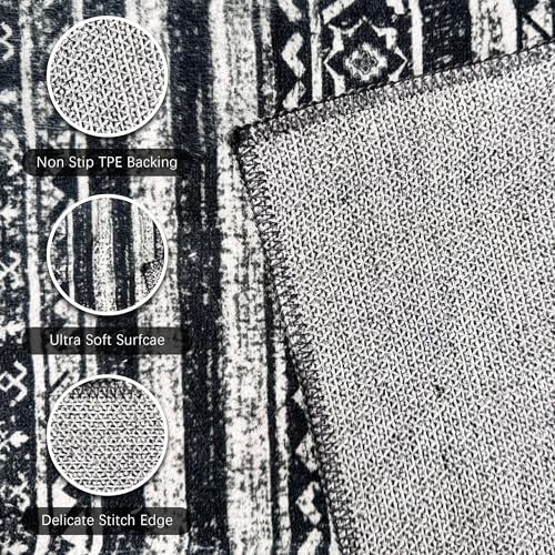 RUGSURE Washable Area Rugs 9' x 12' - 1/6 Thick - Moroccan-Inspired -Stain & Water Resistant Non-Slip - Resistant Rug for Living Room, Bedroom, Nursery, Pet & Child Friendly (Black) - Image 7