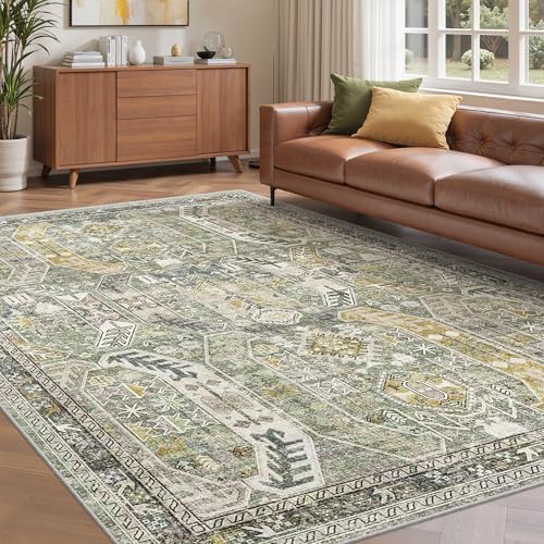 befbee 6x9 Washable Area Rug, Non Slip Rug for Living Room Green by Befbee