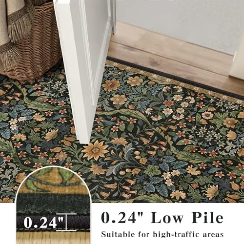 Floral 2x3 Entryway Rug Washable Doormat Indoor Throw Rug, Brown - Image 6