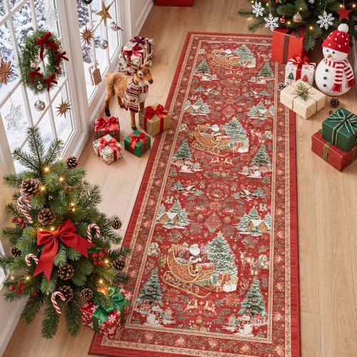 zesthome Christmas Runner Rug 2x6, Washable Rugs for Bedroom (2'x6', Red) - Image 3
