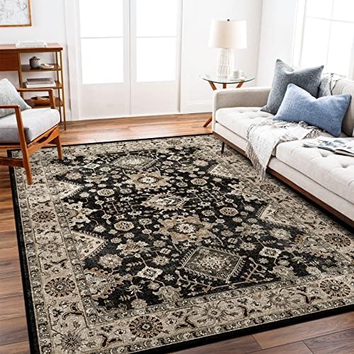 Washable Area Rug 5x7 for Living Room: Thin Non Slip Runner Rug for Bedroom by TOPRUUG