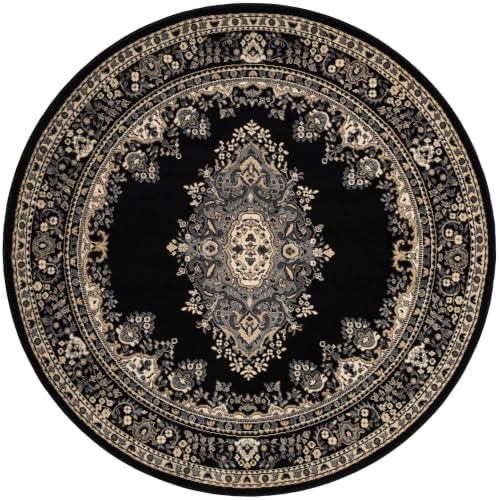 Unique Loom Reza Collection Area Rug - Washington (6' 1" Round Black/Gray) by UniqueLoom