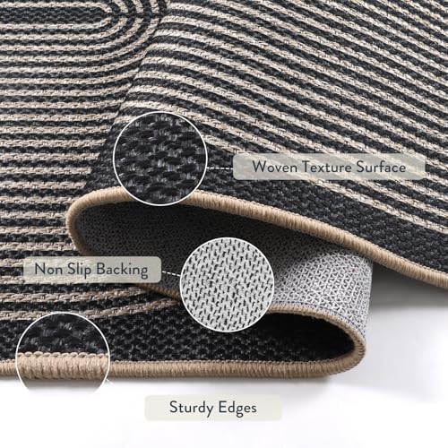 Lahome Rainbow Easy Jute Rugs for Entryway, 32"x48" Black Door Mat Non Slip - Image 3