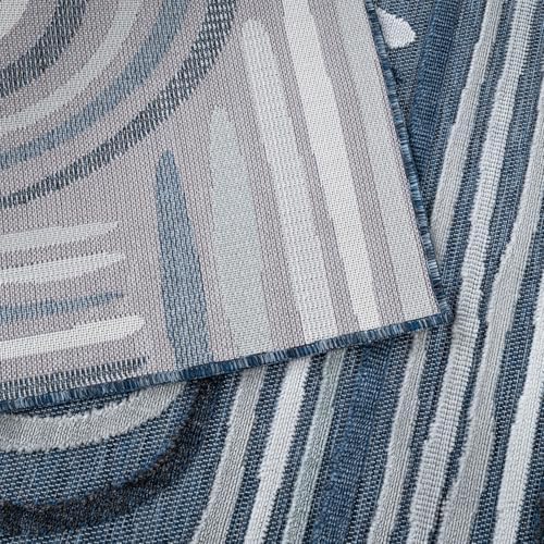 CAMILSON Indoor Outdoor Rug, Navy Blue 9x12 Geometric Arch Striped Large Area Rugs for Patio and Home Areas, Easy-Cleaning Non-Shedding Living Room, Garden and Deck Washable Outside Carpet (9 x 12) - Image 3