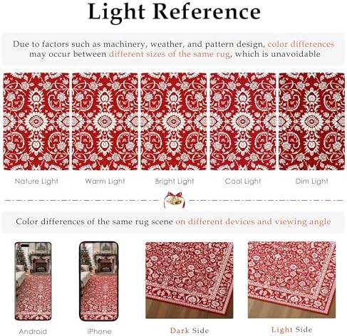 HUGEAR 3x5 Christmas Red Floral Washable Area Rug for Entryway - Image 5