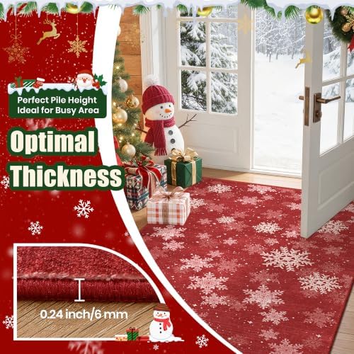 Long Hallway Runner Rug- Carpet Runners for Hallway 12ft, Anti Slip Backing Washable Rug Runner for Bathroom, Entrance, Living Room, Soft Low Pile Modern Rug Runner(2'x12', Red/White) - Image 6