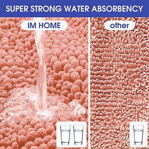 ACCUMTEK Solarei Striped Coral Bathroom Rug Mat 36"x24" Ultra Soft, Non Slip Chenille Bath Rugs, Absorbent Plush Shaggy Bath Mats for Bathroom, Bedroom, Kitchen, Shower, Tub - Image 5
