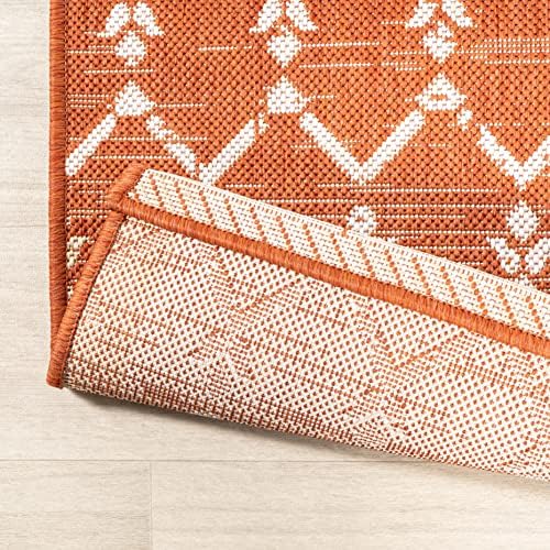 JONATHAN Y Moroccan Geometric Indoor Outdoor Area Rug 8X10 Orange/Cream, Ourika Textured Weave for Backyard, Patio, Porch, Easy-Cleaning, High Traffic, Pet-Friendly, Non-Shedding (SMB108P-8) - Image 5