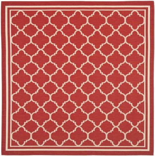 SAFAVIEH Washable Rug Outdoor Courtyard Collection - 7'10" Square, Red & Bone, Non-Shedding & Easy Cleaning, Ideal for Patio, Backyard, Mudroom (CY6918-248) - Image 2