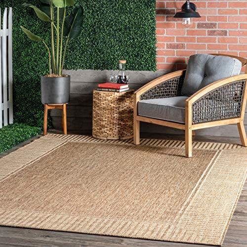 nuLOOM Asha Light Brown Bordered Indoor/Outdoor Area Rug, 4' x 6' by nuLOOM