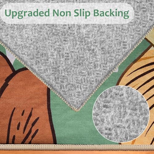Tyrot Sage Green Boho Floral 3x5 Washable Area Rug Flat Woven Ultra-Thin Low Pile Rug Non Slip Indoor Botanical Butterfly Rug for Living Room, Bedroom, Entryway, Nursery, Dorm - Image 4