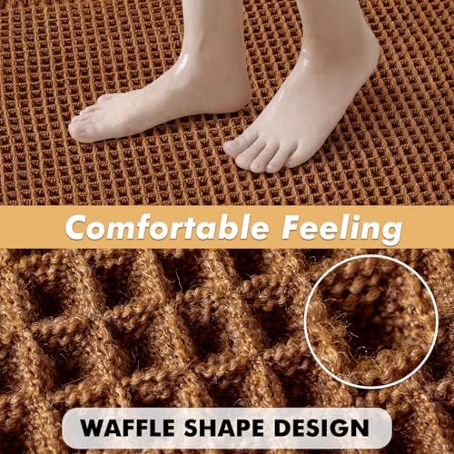 MIULEE Fall Terracotta Set of 2 Waffle Bathroom Rugs Bath Mat 17x24 Inch - Image 4