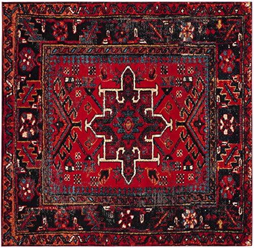 SAFAVIEH Vintage Hamadan Square Rug 11', Traditional Red & Multi VTH211A - Image 2